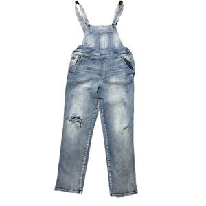 Anthropologie Pilcro Distressed Weekend Bib Denim Overall Size 32 Light Wash